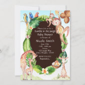 Jungle Aap & Giraffe Baby Shower Uitnodigingen (Voorkant)