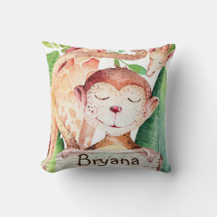 Jungle Aap & Giraffe Safari Slaapkamer Nursery Kussen