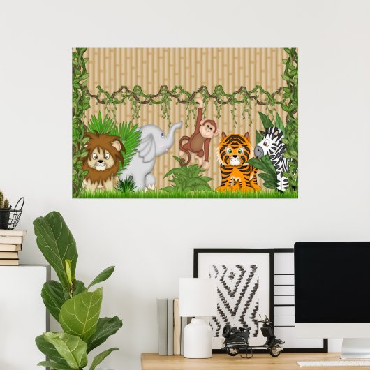 Jungle Aap Tijger Muurschildering Poster baby Kind (Thuiskantoor)