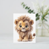 Jungle Adorable Lion Cub Sitting Portrait  Briefkaart (Staand voorkant)