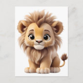 Jungle Adorable Lion Cub Sitting Portrait  Briefkaart (Voorkant)