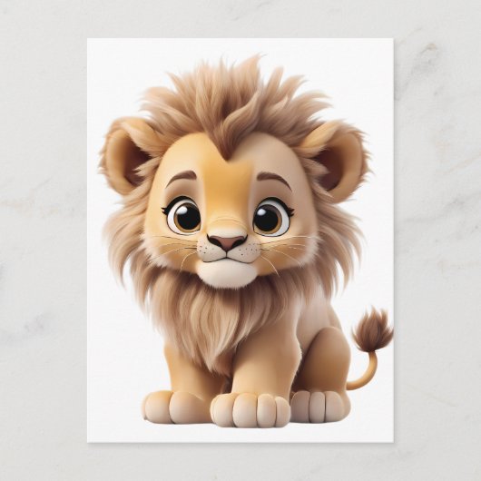 Jungle Adorable Lion Cub Sitting Portrait  Briefkaart (Voorkant)