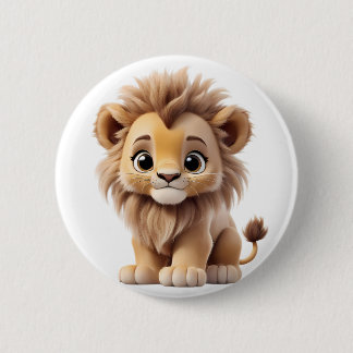 Jungle Adorable Lion Cub Sitting Portrait  Ronde Button 5,7 Cm