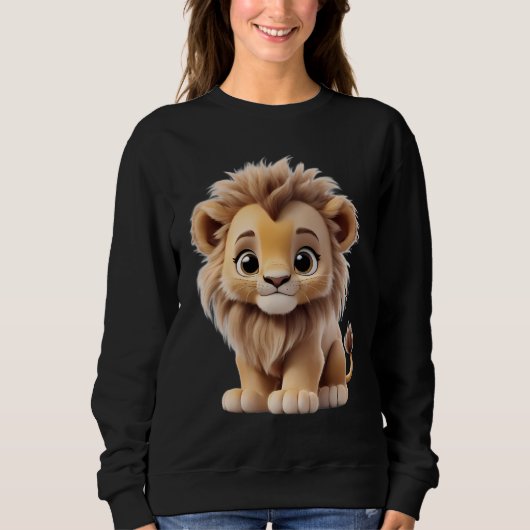 Jungle Adorable Lion Cub Sitting Portrait  Trui (Voorkant)