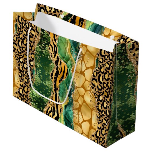 Jungle Agate | Wild Glam Textuurpatroon Groot Cadeauzakje (Voorkant Gekanteld)
