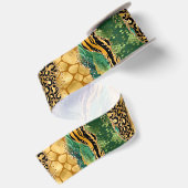 Jungle Agate | Wild Glam Textuurpatroon Satijnen Lint (Achterkant)