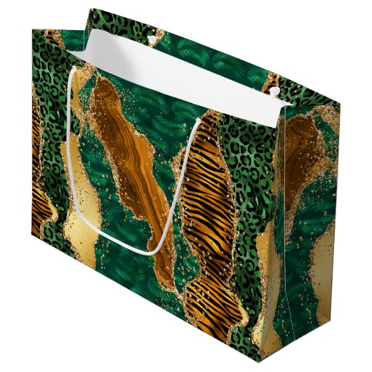 Jungle Agate | Wild Luxe Dierenpatroon Groot Cadeauzakje (Voorkant Gekanteld)
