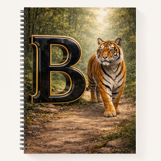 Jungle Alphabet Letter B Tiger Education Notebook Notitieboek (Voorkant)
