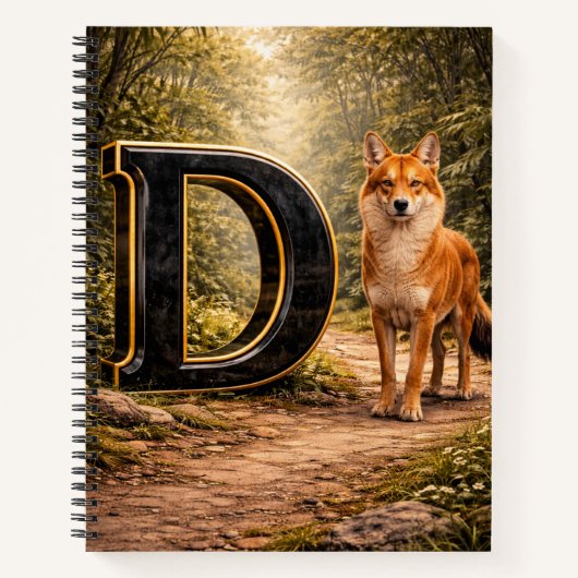 Jungle Alphabet Letter D Dingo Education Notebook Notitieboek (Voorkant)