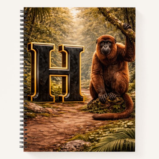 Jungle Alphabet Letter H Howler Monkey Educational Notitieboek (Voorkant)