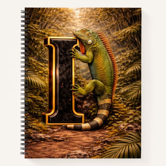 Jungle Alphabet Letter I Iguana Gold Educational  Notitieboek (Voorkant)