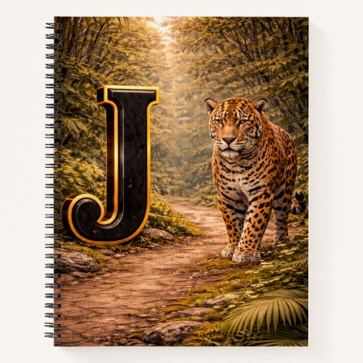 Jungle Alphabet Letter J Jaguar Gold Educational  Notitieboek (Voorkant)
