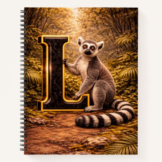 Jungle Alphabet Letter L Lemur Gold Educational  Notitieboek (Voorkant)