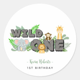 Jungle Animal Wild One Party Stickers