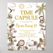 Jungle Animals Birthday Party Time Capsule Sign Poster (Voorkant)