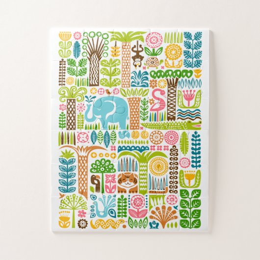 Jungle Animals Colorful Safari Elephant Zoo Legpuzzel (Verticaal)