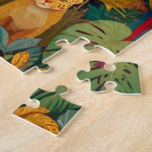 Jungle Animals Puzzle – Leopard and Tropical Birds Legpuzzel (Zijkant)