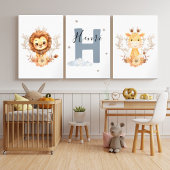 Jungle Animals Safari Baby Animals Nursery Muurkunst Sets
