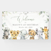 Jungle Animals, Safari, First Birthday Welcome Spandoek (Horizontaal)