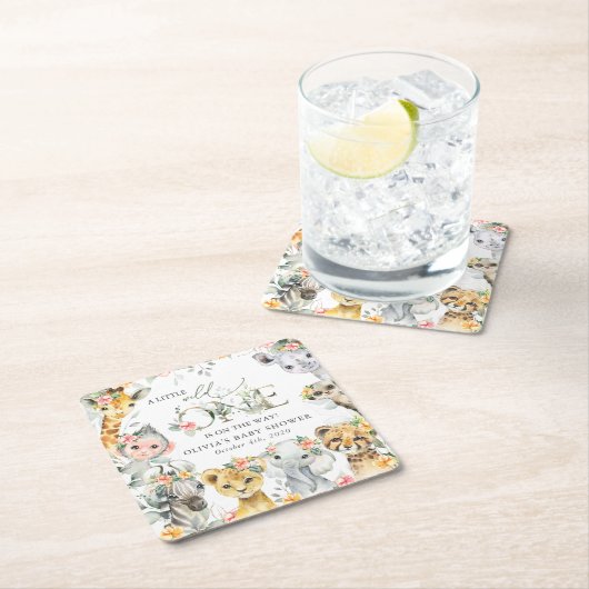 Jungle Animals, Safari, Flowers, Baby Shower Kartonnen Onderzetters (Insitu)