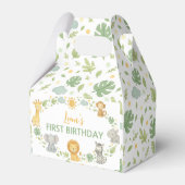 Jungle Animals Safari Wild One Birthday Favor Box Bedankdoosjes (Achterkant)