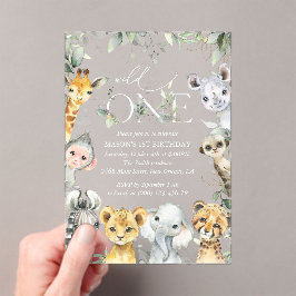Jungle Animals, Safari, Wild One, First Birthday Acryl Uitnodigingen