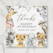 Jungle Animals, Safari, Wild One, First Birthday Bedankjes Labels (Voorkant)