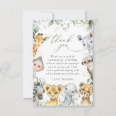 Jungle Animals, Safari, Wild One, First Birthday Bedankkaart (Voorkant)