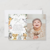 Jungle Animals, Safari, Wild One, First Birthday Bedankkaart (Voorkant)
