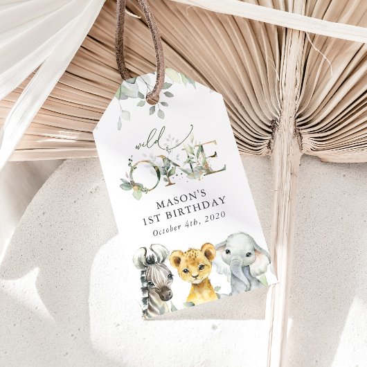 Jungle Animals, Safari, Wild One, First Birthday Cadeaulabel