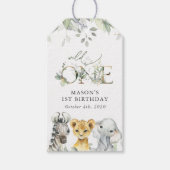 Jungle Animals, Safari, Wild One, First Birthday Cadeaulabel (Voorkant)