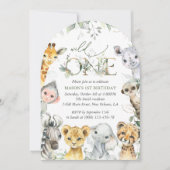Jungle Animals, Safari, Wild One, First Birthday Kaart (Voorkant)