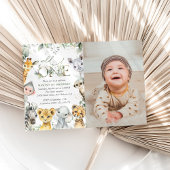 Jungle Animals, Safari, Wild One, First Birthday Kaart