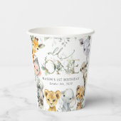 Jungle Animals, Safari, Wild One, First Birthday Papieren Bekers (Achterkant)