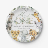Jungle Animals, Safari, Wild One, First Birthday Papieren Bordje (Voorkant)