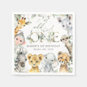 Jungle Animals, Safari, Wild One, First Birthday Servet (Voorkant)