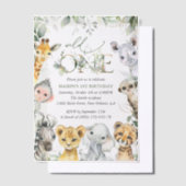 Jungle Animals, Safari, Wild One, First Birthday Vellum Uitnodigingen (Offset)