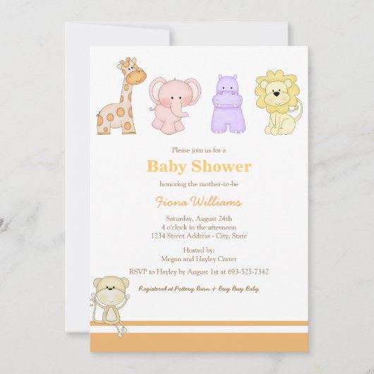 Jungle Babies Baby Shower Uitnodiging (Voorkant)