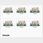 Jungle Babies Safari Afrikaanse naamlabel Vierkante Sticker (Vel)