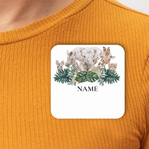 Jungle Babies Safari Afrikaanse naamlabel Vierkante Sticker