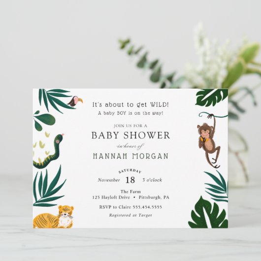 Jungle Baby Shower Kaart (Staand voorkant)