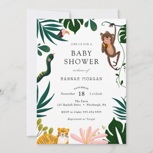 Jungle Baby Shower Kaart (Voorkant)