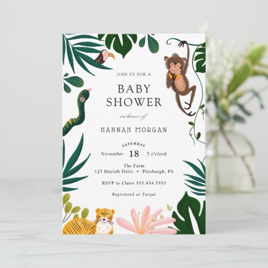 Jungle Baby Shower Kaart (Staand voorkant)