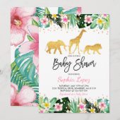 Jungle baby shower uitnodiging Tropische baby show (Voorkant / Achterkant)