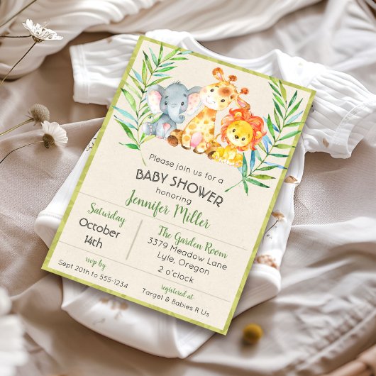 Jungle babyshower uitnodiging