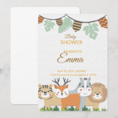 Jungle babyshower uitnodiging – Safari dierenthema (Voorkant / Achterkant)