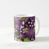Jungle Bird Pattern Paarse Begroeiing Tropisch   Koffiemok (Voorkant rechts)