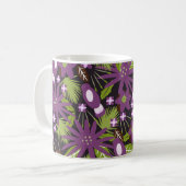Jungle Bird Pattern Paarse Begroeiing Tropisch   Koffiemok (Voorkant links)