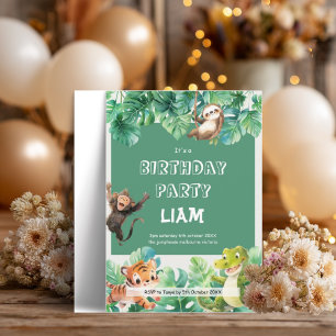 Jungle Birthday Invitation • Safari Animal Party I Kaart