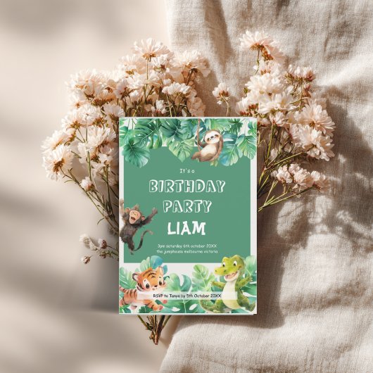 Jungle Birthday Invitation • Safari Animal Party I Kaart
